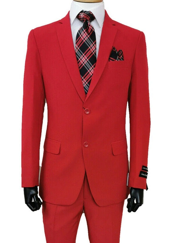 Traje Rojo Básico Masculino Dos Piezas: Elegancia Sencilla y Atemporal para el Hombre Moderno.