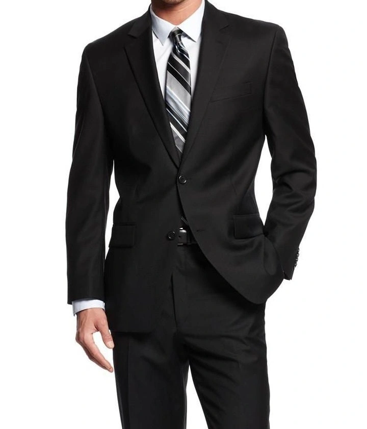 Traje Negro para Hombre Vinci: Elegancia Clásica en Dos Piezas, Pantalón Plano, Listo para Triunfar.