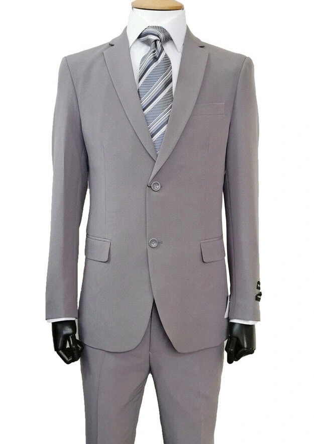 Traje Gris Básico para Hombre con Pantalón Plano 2 Piezas: Elegancia Sencilla y Atemporal.